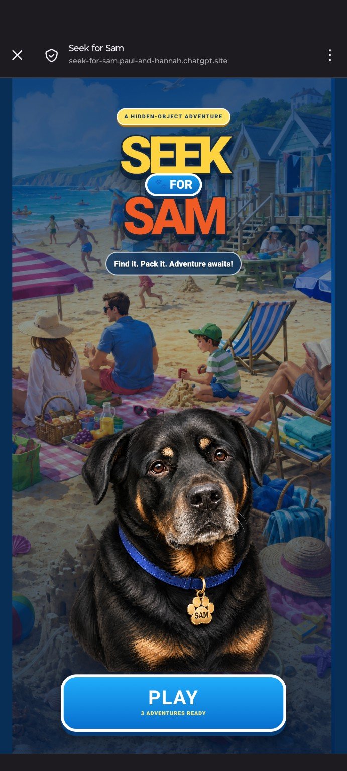 Sam wearing his blue collar at the beach in Seek for Sam